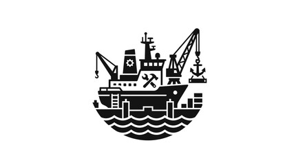 Naklejka premium Industrial cargo ship vessel icon.