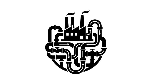 Industrial factory pipe system design.