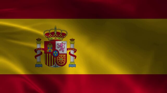 Spain National Flag Waving in Wind, Realistic Spanish Flag Animation Background in 4K