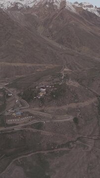 Vertical 4K RAW Drone Footage of Padum, Ladakh | Aerial View of Zanskar Valley, Himalayan Mountains and Scenic High-Altitude Landscape, India