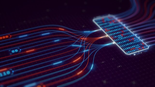AI Infrastructure Network Processing Binary Data Flow Through Intelligent Digital Architecture Animation