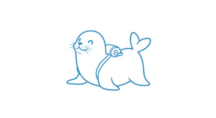 Simple Line Drawing of a Seal. © Eriba