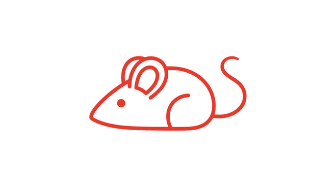 Simple red mouse illustration on white background.