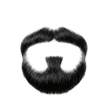 Detailed black facial hair beard and mustache illustration