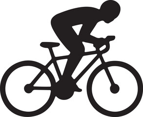 Obraz premium Cyclist on racing bicycle silhouette in solid style for sports on white background minimalist