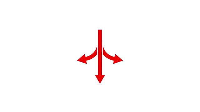 Three Way Red Arrow White Background Loop Animation Choice Decision Direction Split Way Road App