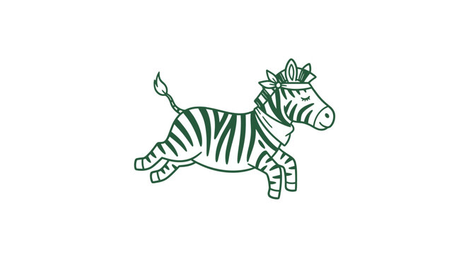 Zebra Cartoon Character Running Freely.