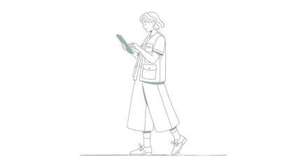 Fototapeta premium Woman Walking and Using Mobile Phone.