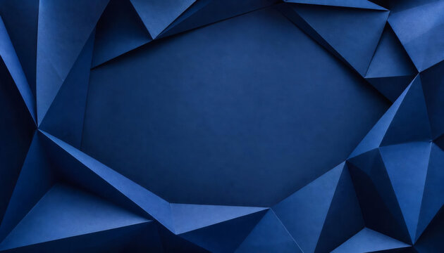 Abstract blue geometric paper background with copy space