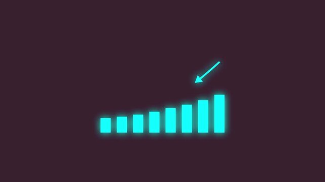 Glowing Bar Chart with Downward Arrow Decreasing Market Graphic - Financial Loss Business Video