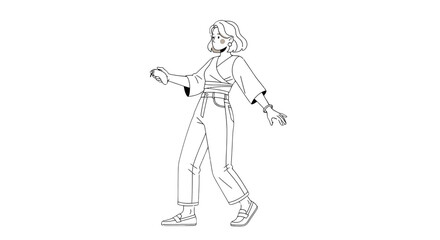 Obraz premium Woman Wearing Fitness Tracker and Headphones Exercising.