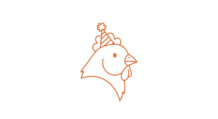 Simple Line Drawing of a Chicken Head. © labasa