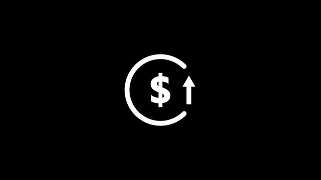 Dollar Sign Growth Icon with Upward Arrow - Financial Profit Increase Business Loop Video