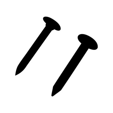 Two black nails illustration - Minimalist vector illustration showing two black nails with sharp points and flat heads.