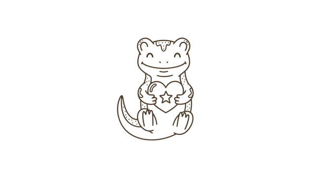 Simple Line Drawing of a Lizard.