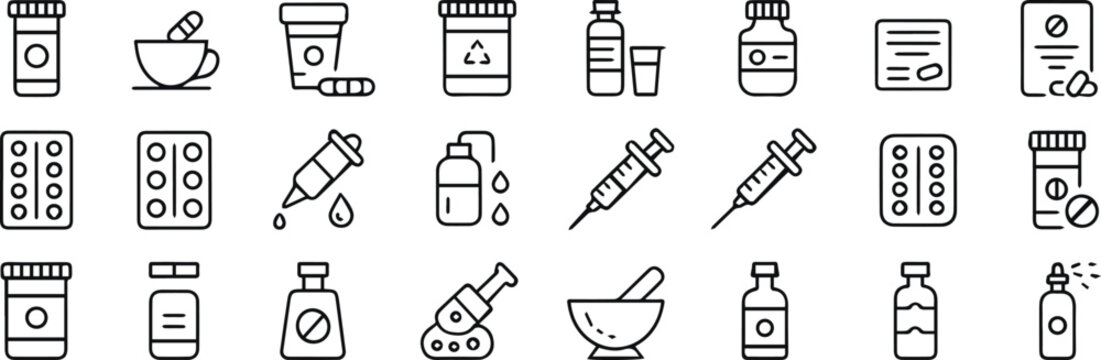 Medication packaging and blister pack icons