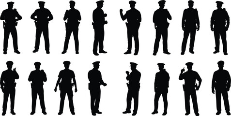 Police Officer Silhouettes Set law enforcement uniform © Khadabox Mrida