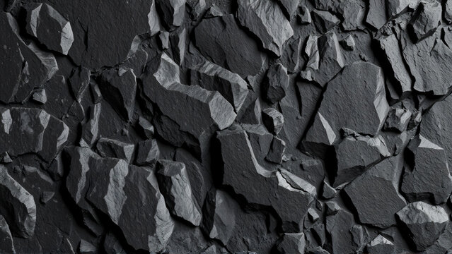 Volcanic basalt stone texture with grazing light and monochrome