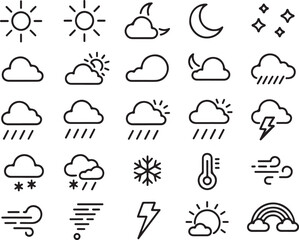 Fototapeta premium Weather symbols set for app and forecast interfaces