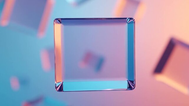 Abstract 3D glass cubes floating in colorful space.