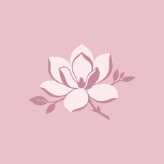 A pink blooming flower illustration on a soft pastel background © Putra
