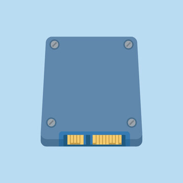 A flat vector illustration of a blue solid state drive