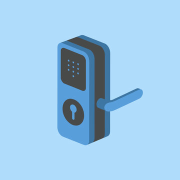 A modern electronic door lock with a digital keypad interface