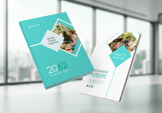 Modern Eco Friendly Sustainability Annual Report Cover and Company Profile Template.	
