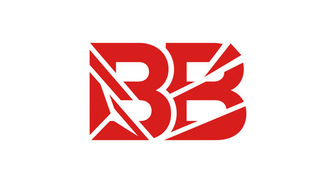 Red stylized bb letters logo design