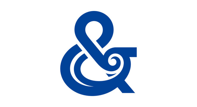 Modern blue ampersand symbol logo icon