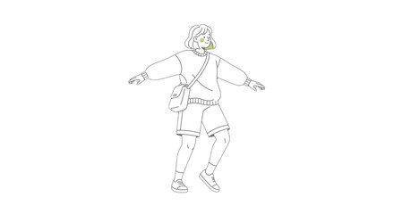 Fototapeta premium Simple Line Drawing of a Male Hiker.