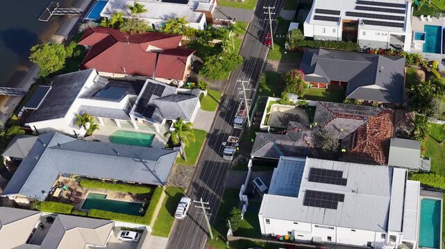 Aerial View of Luxury Waterfront Homes and Canals in Broadbeach