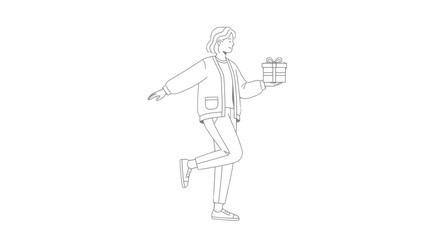 Obraz premium Man Running with Shopping Basket Illustration.