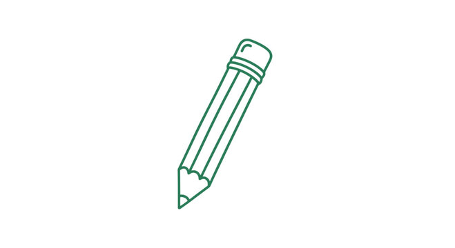 Green Pencil Illustration with Sharp Tip.