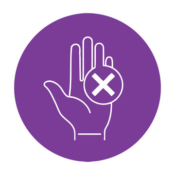 Hand with palm facing outward and x symbol