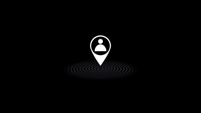 Location pointer animated with radio wave.Alpha channel only animation on black background australia location symbol.