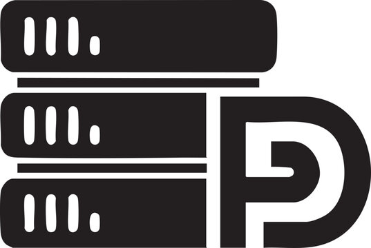 Data storage server tower icon with letter p database computer