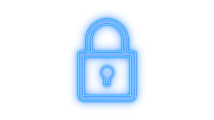 Colorful neon padlock icon for security and privacy protection of digital data and internet safety systems isolated on transparent background for modern web design and apps. © MdSamsul1234