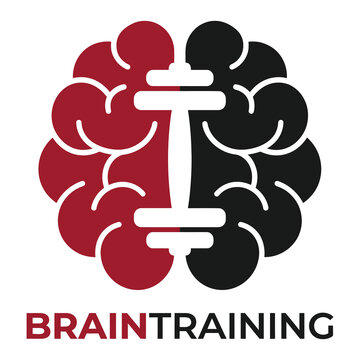 Brain Training Concept with Dumbbell and Brain Illustration  Mental Fitness and Exercise icon
