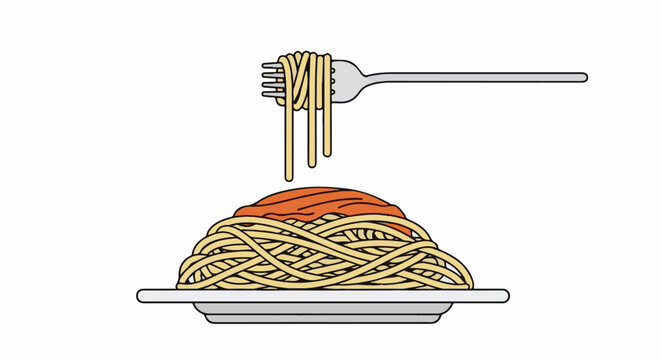 A plate of spaghetti with tomato sauce and a fork