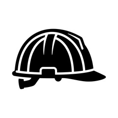Fototapeta premium Minimalist Black Hard Hat Glyph and Construction Helmet Icon for Industrial Safety and Protective Work Gear Illustration on White Background