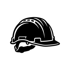 Fototapeta premium A Professional Black and White Vector Illustration of a Hard Hat and Safety Helmet for Construction and Industrial Worker Protective Gear Safety