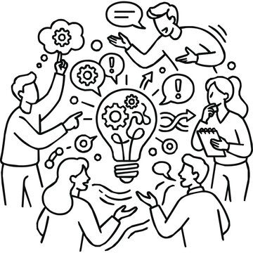 Idea - Diverse business team during a creative brainstorming session focusing on innovation and collaboration to find solutions.