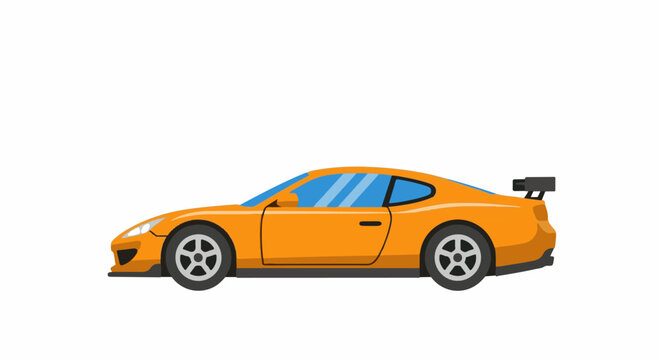 A sleek, orange sports car with a spoiler