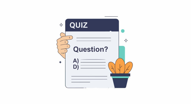 A quiz sheet with a question and four possible answers