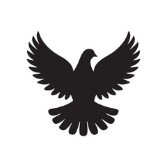 Fototapeta premium Black Eagle Silhouette with Spread Wings Heraldic Bird Emblem Vector Illustration
