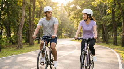Fototapeta premium Urban Cycling Group Day - Adult and wellness cyclists riding side by side