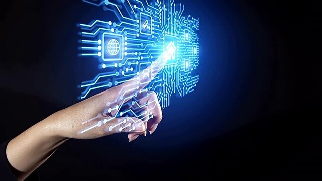 Hand interacting with digital circuit interface