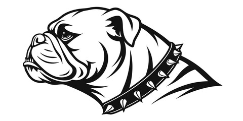 Sturdy bulldog profile portrait mascot graphic vector with portrait illustration character protection dangerous isolated muscular © Tonni