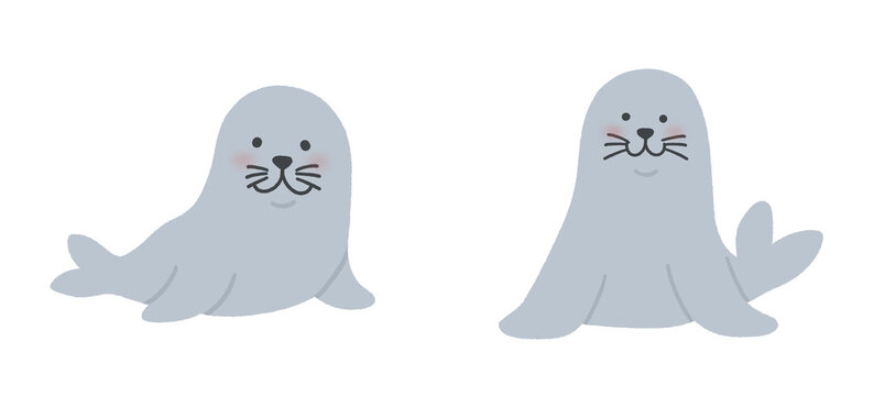 cute seal characters set